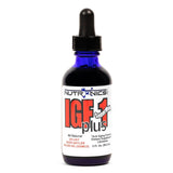 A blue glass dropper bottle with a black top. The label features the brand name "Nutronics Labs" in blue and the product name "IGF-1 plus" prominently in red. There are additional details stating "All Natural Velvet Deer Antler" and "200,000 NG/200MCG" along with "2 FL. OZ. (59.2 mL)" at the bottom. The label includes notes about being an anti-aging formula and dietary supplement lipospray. The background is plain white, emphasizing the bottle and label.
