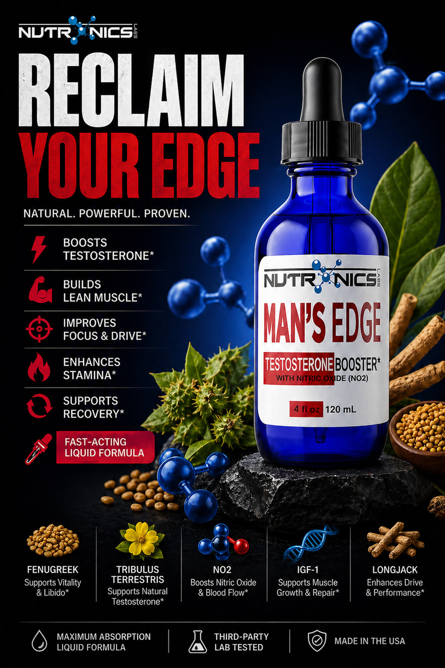 Best Natural Testosterone Booster for Men | Man’s Edge – Nutronics Labs