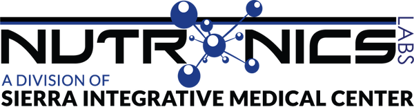 A logo featuring the text "Sierra Integrative Medical Center" prominently displayed, with a division titled "Sierra Wellness" above it. The design includes smooth, abstract shapes and bubbles in varying shades of blue and white, creating a modern and inviting look. The words are on a white background, enhancing readability.